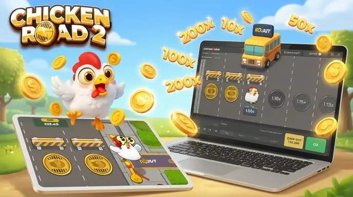 Chicken Road 2 interfejs gry z pięcioma poziomami ryzyka i mnożnikiem ×200